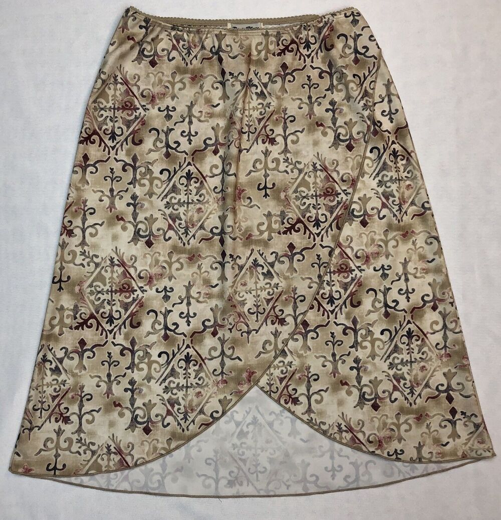 Paris Blues Skirt Women Size M Beige Aztec Faux Wrap Tulip Stretch Waist
